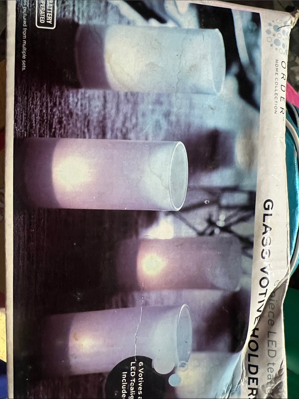 Order Home Collection Glass Votive Holders with LED Tealights - White